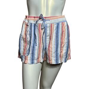 Gap Pink, Blue, Orange & White Striped Drawstring Shorts Size L